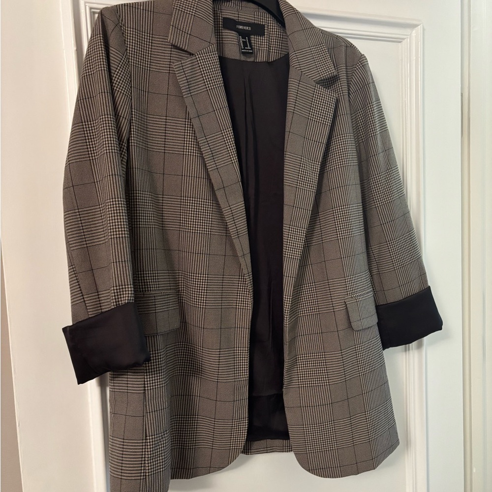 Forever 21 Men's Glen Plaid Blazer in Black and Gray